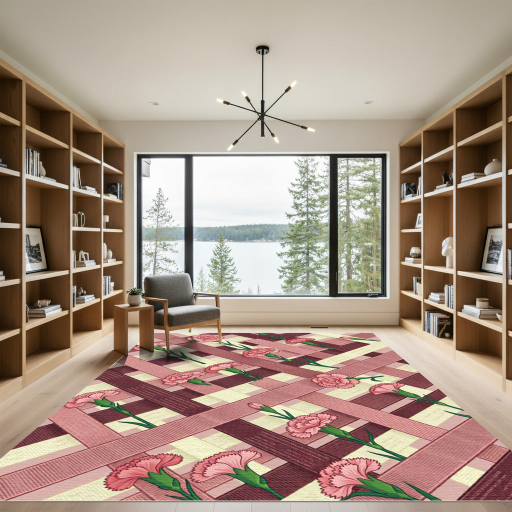 Pink Carnation Ribbon Pastel Weave Rug