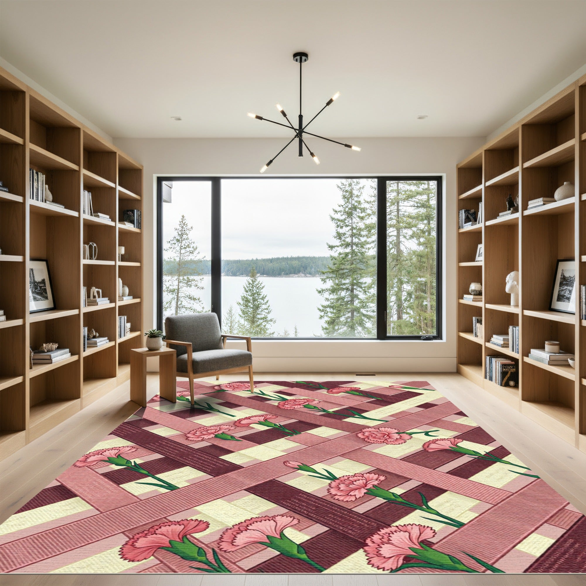 Pink Carnation Ribbon Pastel Weave Rug