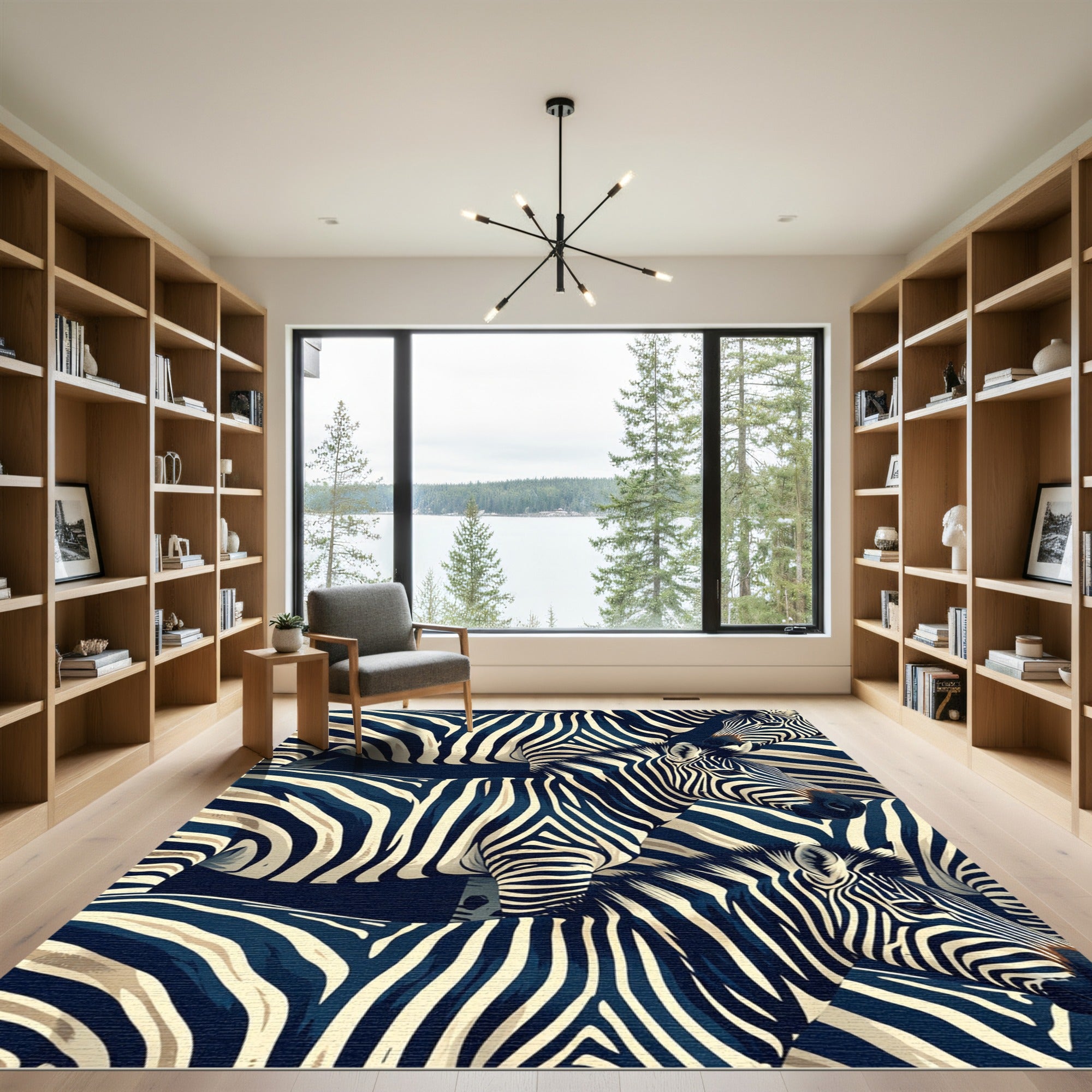 Bold Zebra Striped Composition Rug