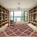 Ornate Terracotta Damask Lattice Flow Rug