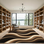 Modern Abstract Sepia Wave Art Rug