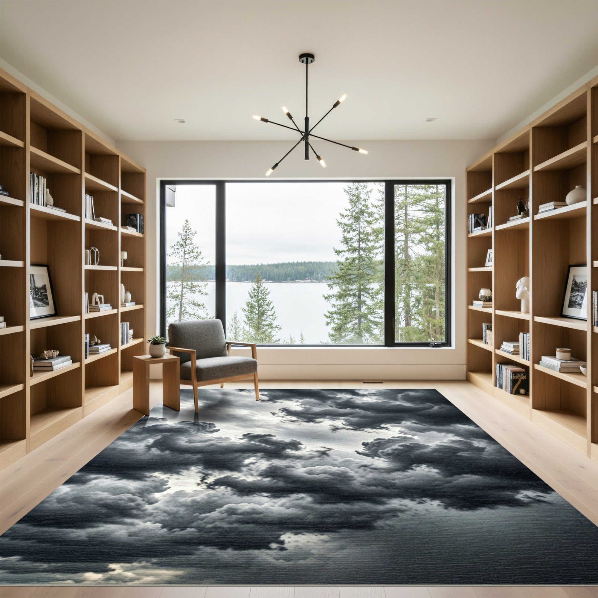 Dramatic Gray Stormy Cloudscape Rug