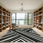 Monochrome Angular Graphic Striped Composition Rug
