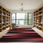 Ethereal Crimson Shadow Linear Abstract Rug