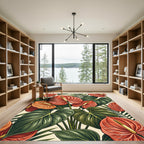 Lush Tropical Anthurium Botanical Garden Rug