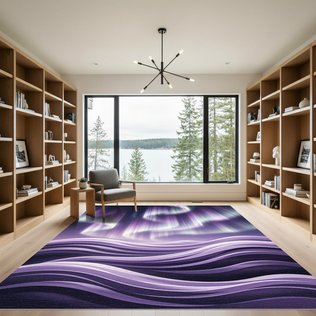 Ethereal Purple Aurora Wave Rug