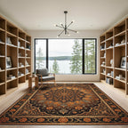 Golden Orange Floral Medallion Rug
