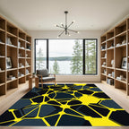 Bold Yellow Abstract Geometric Hexagon Rug