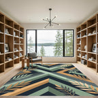 Geometric Sage and Ochre Botanical Art Rug