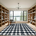 Classic Houndstooth Black White Geometric Rug