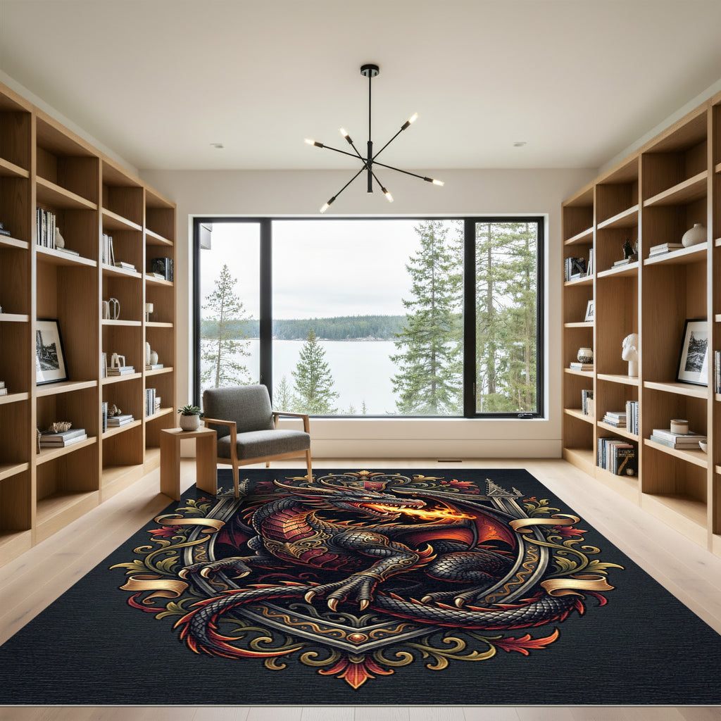 Gothic Crest Dragon Fire Rug