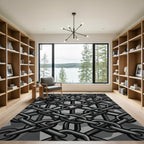 Industrial Silver Chain Link Geometric Rug