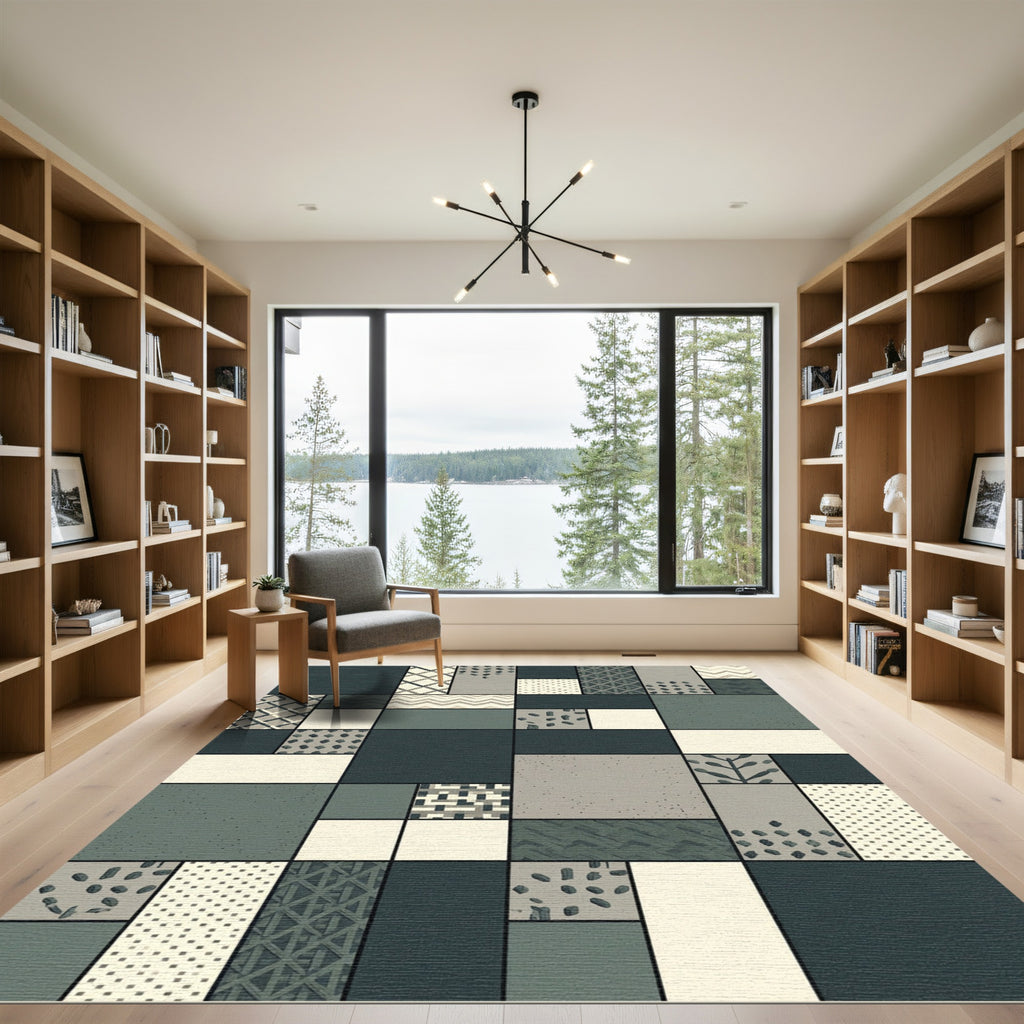 Eclectic Patchwork Geometric Abstract Rug