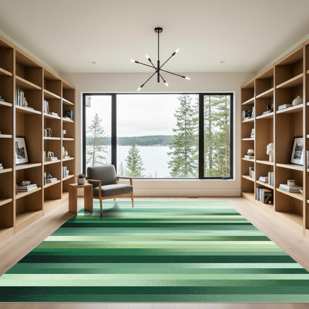 Mint Green Horizontal Stripe Landscape Rug