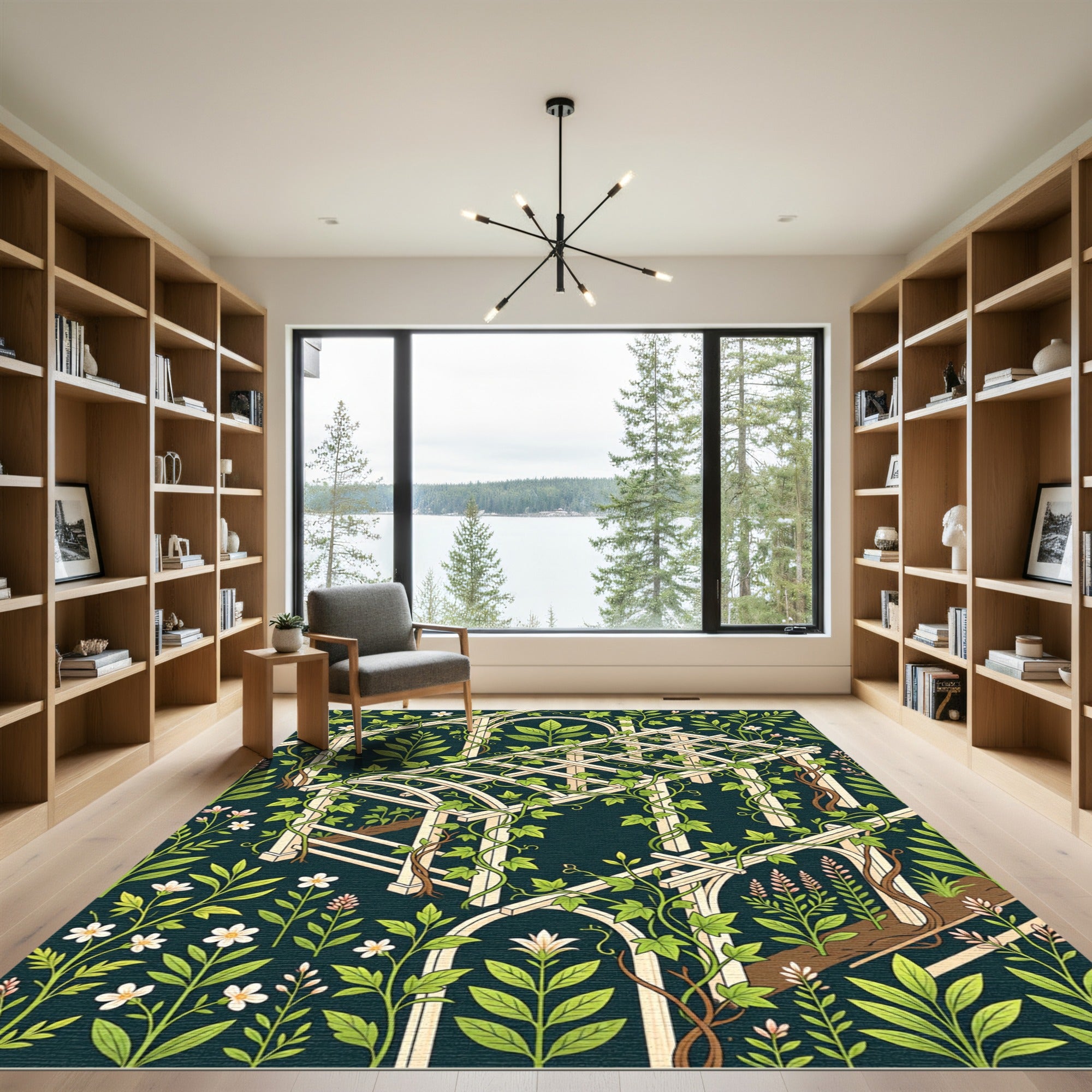 Midnight Trellis Botanical Garden Vine Rug