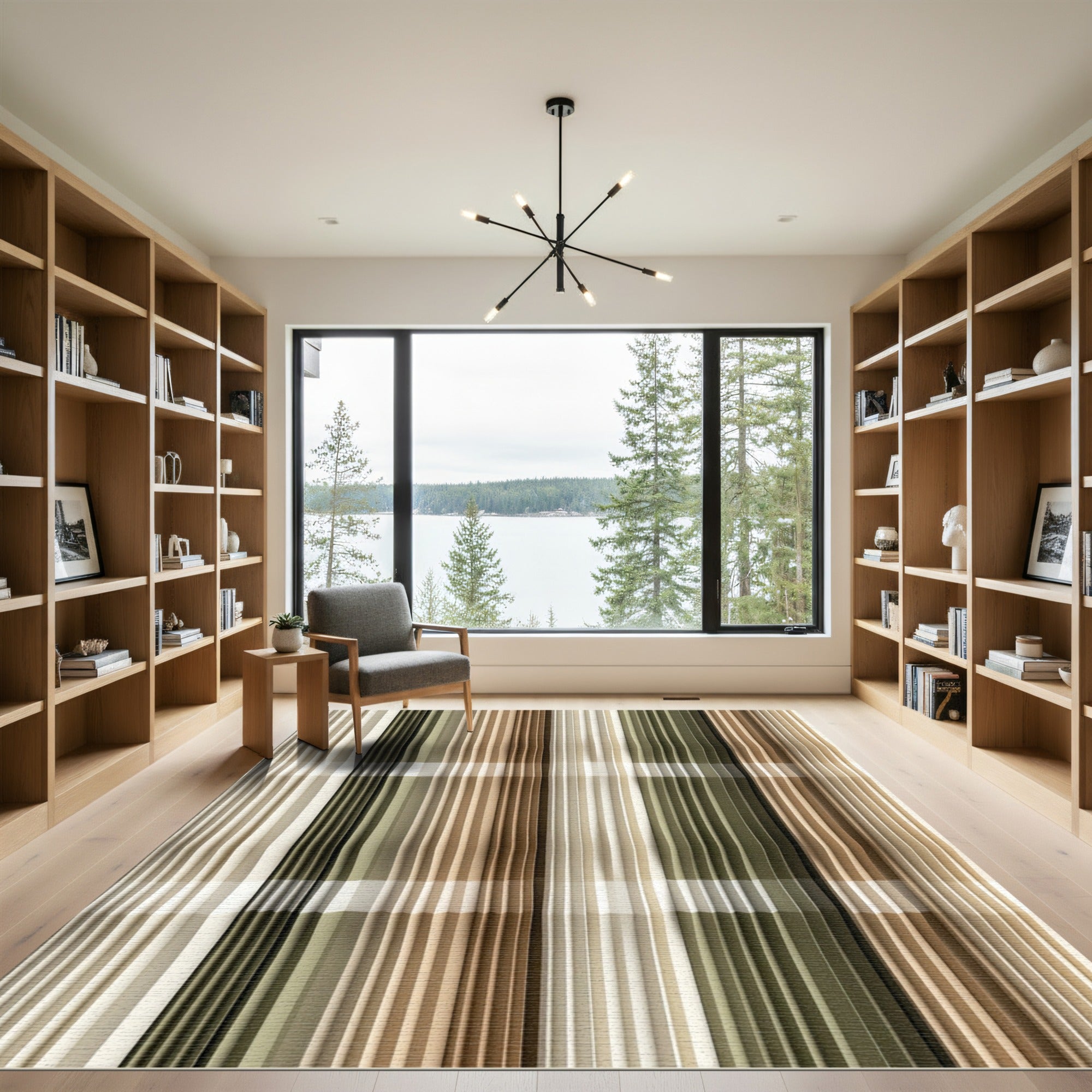 Earthy Toned Vertical Ribbed Texture Rug