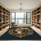 Ornate Gold Framed Tabby Cat Portrait Rug