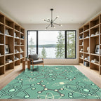 Teal Atomic Molecular Structure Rug