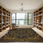Golden Geometric Mandala Starburst Rug