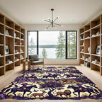 Purple Equestrian Archer Forest Scene Rug