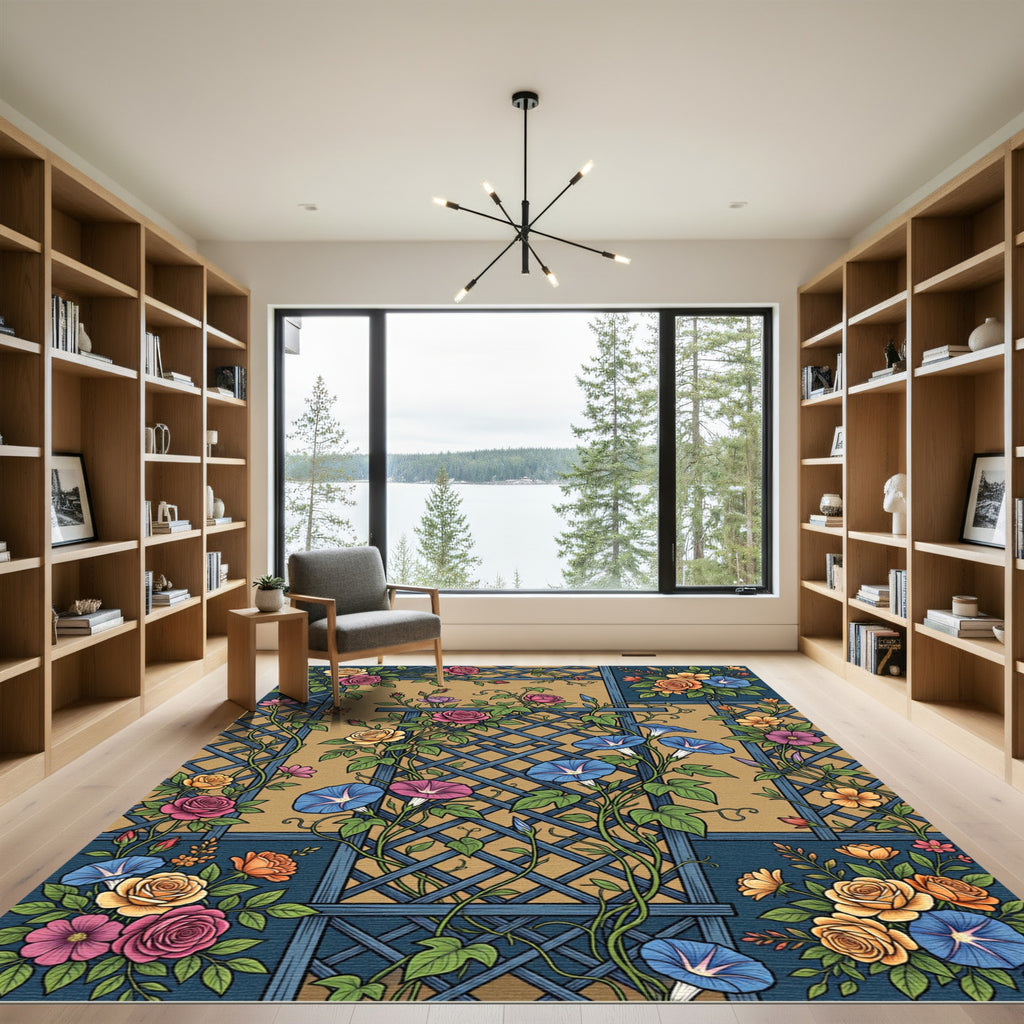 Trellis Climbing Rose and Morning Glory Rug