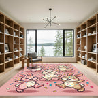 Whimsical Pink Confetti Easter Bunny Play Rug
