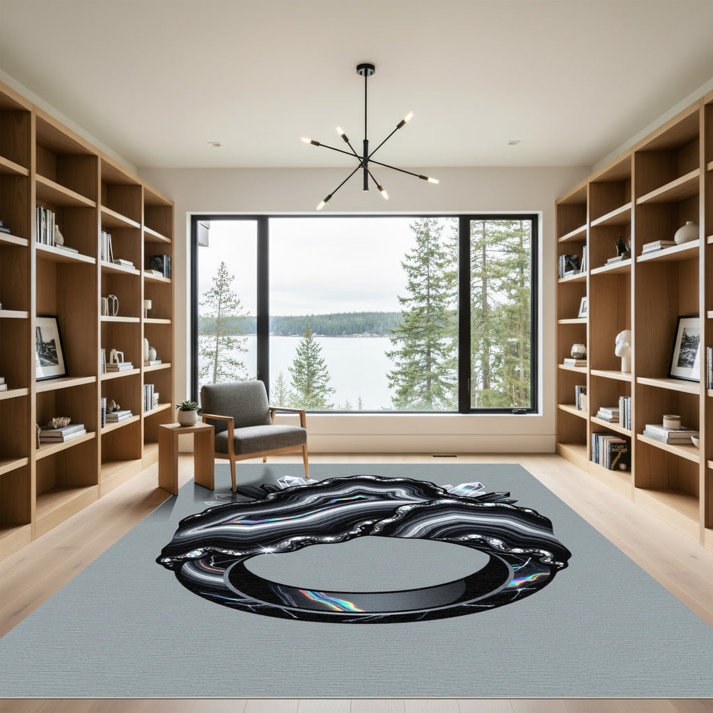 Black Agate With Crystal Accents Rug