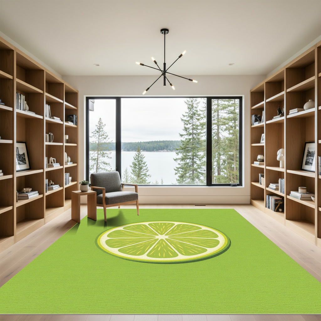 Vibrant Citrus Lime Slice Segment Rug