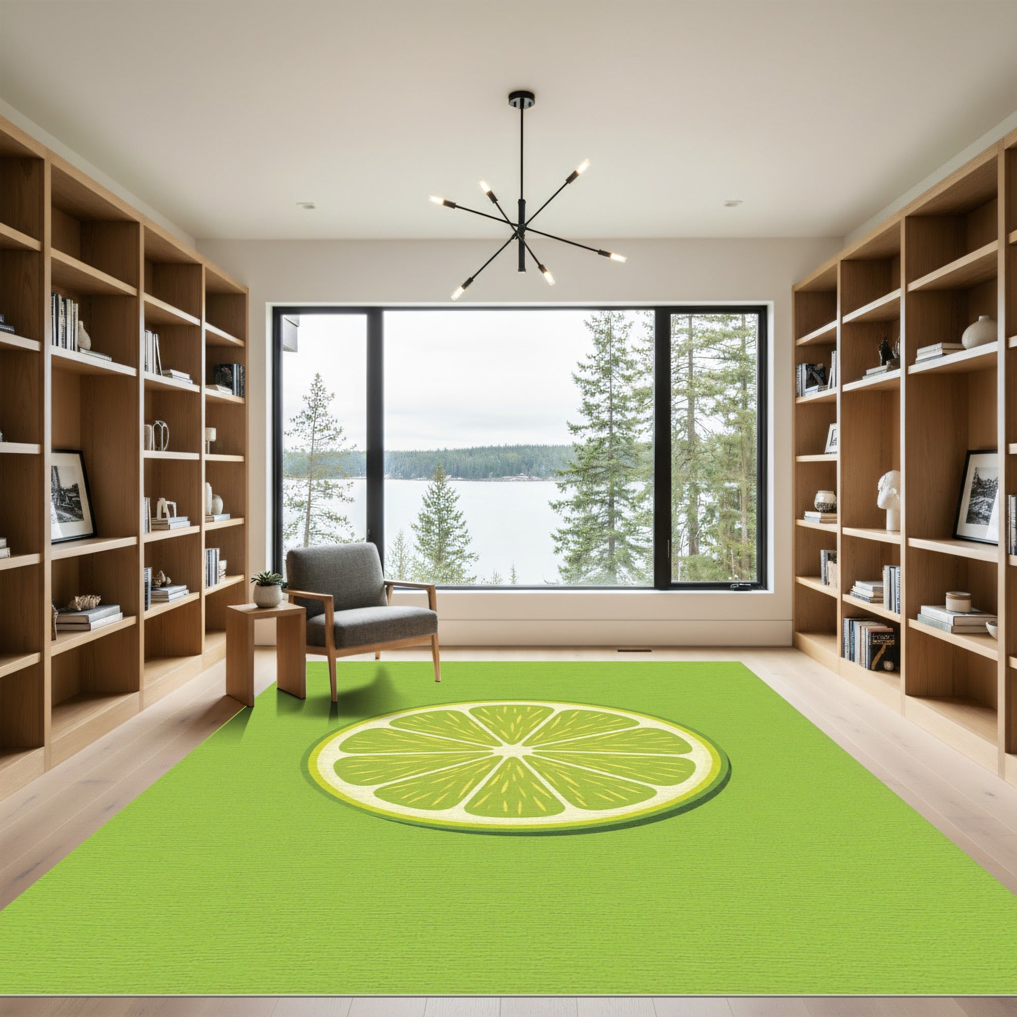 Vibrant Citrus Lime Slice Segment Rug