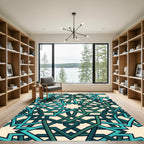 Teal Geometric Interlocking Star Tile Rug