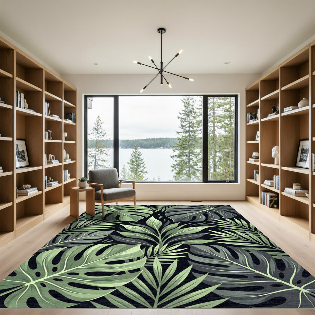 Verdant Monstera Fern Jungle Canopy Rug
