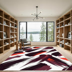 Crimson Paint Brush Strokes Rug