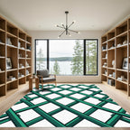 Vibrant Emerald Green Geometric Lattice Rug