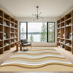 Neutral Sand Wavy Layered Curves Rug