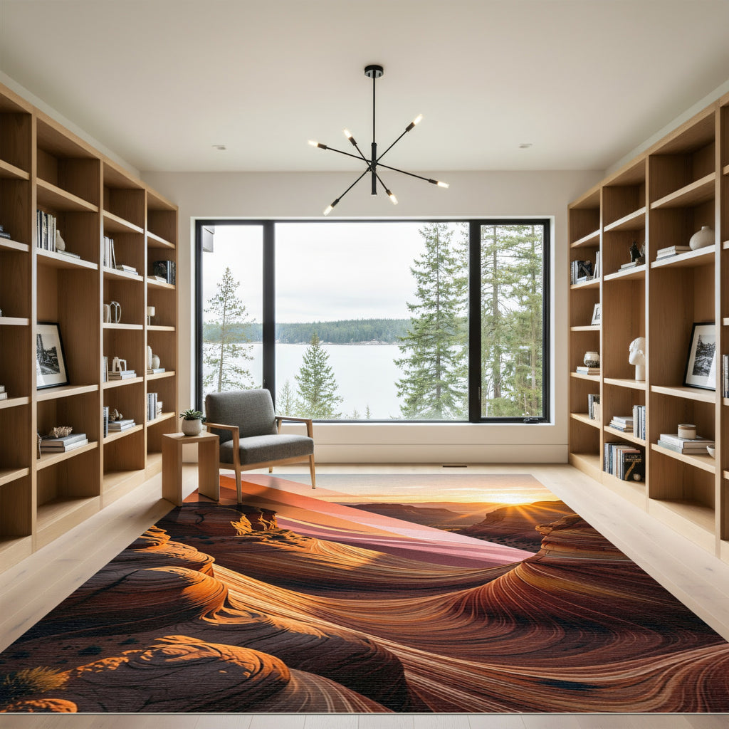 Canyon Sunset Layered Rock Formations Rug