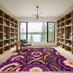 Vibrant Fuchsia Orange Archway Medallion Rug