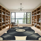 Monochrome Minimalist Vinyl Record Art Rug
