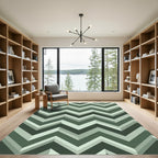 Modern Sage Chevron Zigzag Geometric Rug
