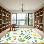 Vibrant Green And Yellow Botanical Letters Rug
