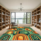 Mid-Century Arched Leaf Earthy Geometric Rug