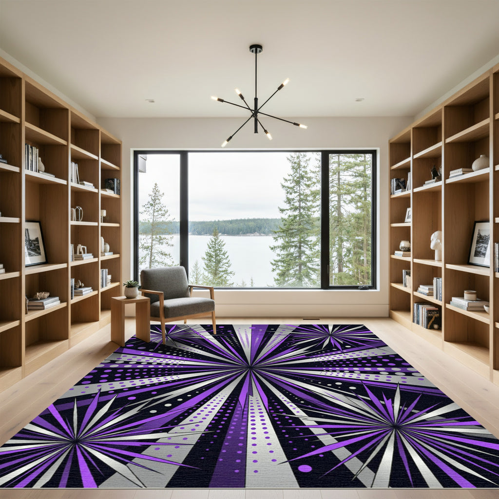 Vibrant Purple Cosmic Burst Radiance Rug