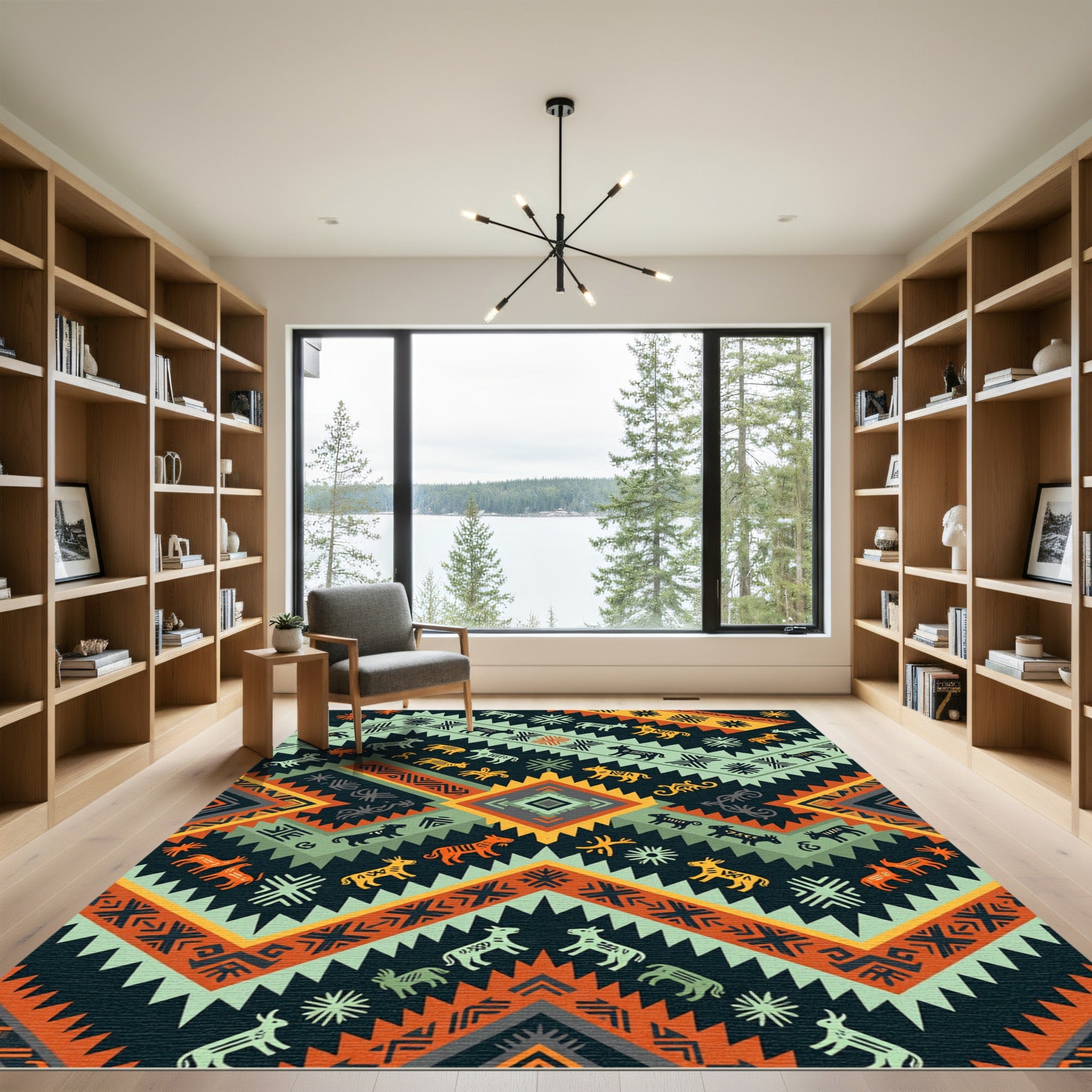 Geometric Animal Southwest Earth Tone Artwork Rug