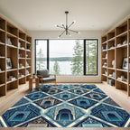 Archway Medina Blue Gold Diamonds Rug