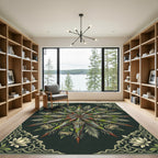 Rustic Starburst Floral Chrysanthemum Rug