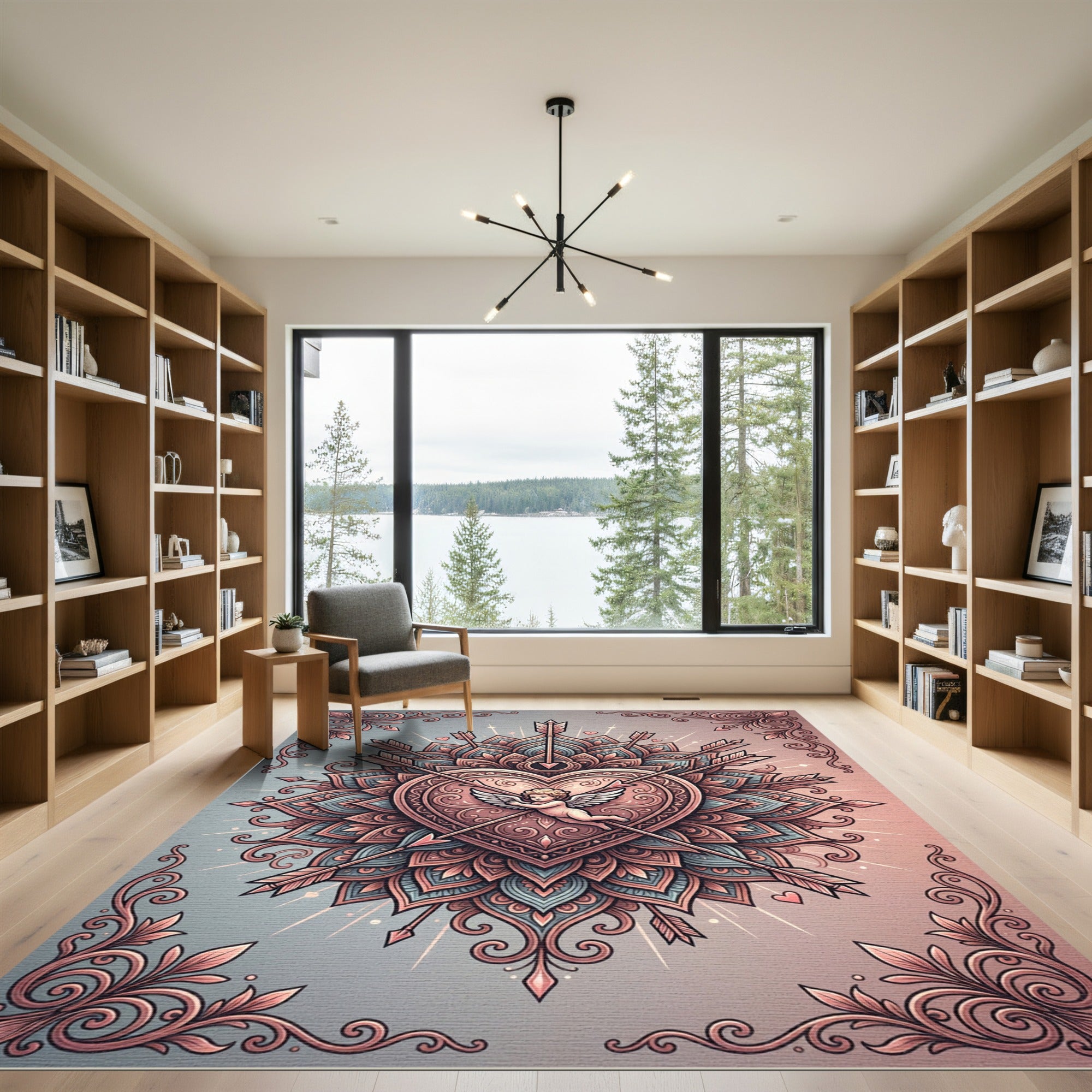 Cupid Heart Mandala Ornate Arrows Rug