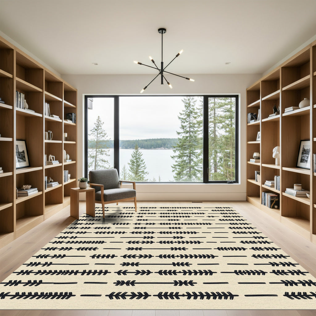 Black Arrow Collection Horizontal Stripes Rug