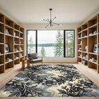 Ethereal Monochrome Botanical Wreath Swirl Rug