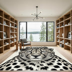 Majestic Monochrome Spotted Leopard Portrait Rug