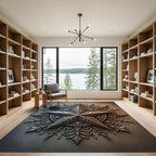 Ornate Metallic Silver Star Medallion Rug