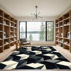 Geometric Monochrome Cubic Illusion Rug